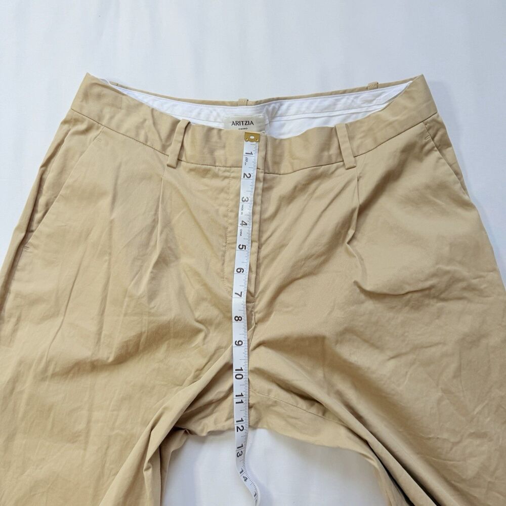 Aritzia Amherst Pant Chino Tan Sz 10 Low Rise Wide Leg Minimalist Old Money Luxe - Picture 8 of 13
